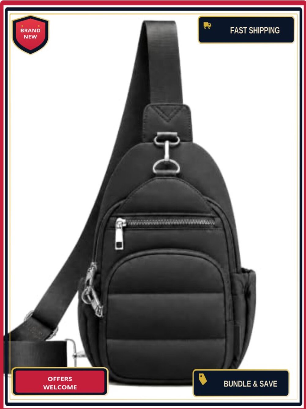 Small Puffer Sling Bag RFID Anti-Theft Crossbody Travel Purse